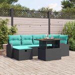 vidaXL Ensemble de canapé de jardin 7 Pièces Noir polyrotin