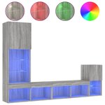 vidaXL Unités murales TV avec LED 4 Pièces gris sonoma bois d'ingénierie