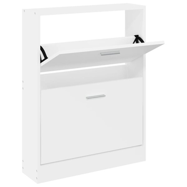 vidaXL Meuble à chaussures Blanc 59x17x81 cm Bois d'ingénierie