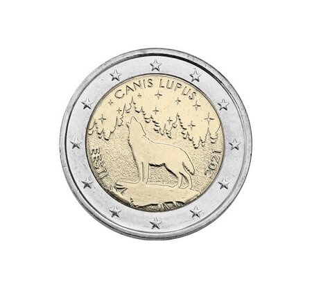 Pièce de monnaie 2 euro commémorative Estonie 2021 – Loup