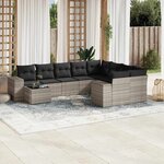 vidaXL Salon de jardin avec coussins 10 Pièces gris clair résine tressée
