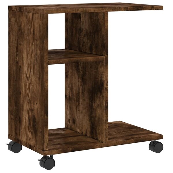 vidaXL Table d'appoint avec roues chêne fumé bois d'ingénierie