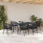 vidaXL Ensemble de salle à manger pour jardin 7 Pièces Noir Poly rotin