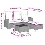 vidaXL Salon de jardin 3 Pièces avec coussins forme L gris résine tressée