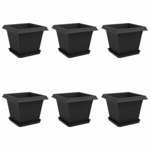 vidaXL Pots de plantes 6 Pièces Noir 33 x 33 x 26 cm Plastique