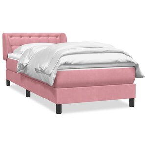 vidaXL Sommier à lattes de lit avec matelas rose 90x220 cm velours