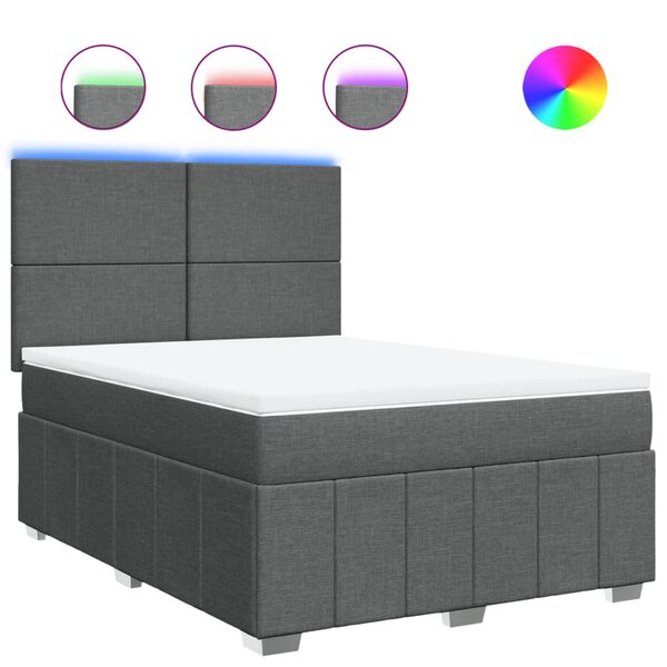 vidaXL Sommier à lattes de lit avec matelas Gris foncé 160x200cm Tissu
