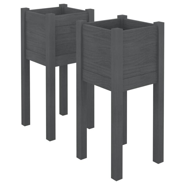 vidaXL Jardinières d'extérieur 2 Pièces Gris 31x31x70 cm Bois de pin