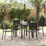 vidaXL Ensemble de salle à manger pour jardin 5 Pièces Noir Poly rotin