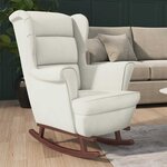 vidaXL Fauteuil à bascule à oreilles en velours crème bois massif