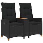 vidaXL Banc inclinable avec table 2 -Seater 126 x 65 x 112 cm Noir