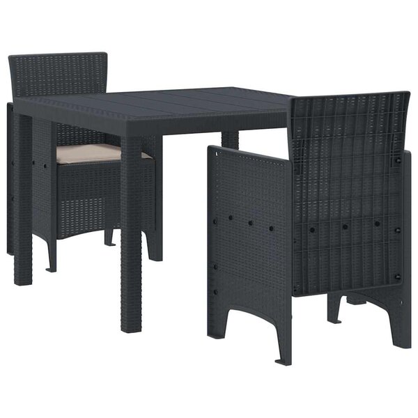 vidaXL Ensemble de salle à manger pour jardin 3 Pièces Anthracite