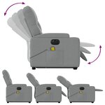 vidaXL Fauteuil inclinable de massage électrique Gris clair Tissu