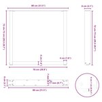 vidaXL Pieds de table à manger en U 3 pièces Anthracite 80 x (72-73) cm Acier