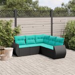 vidaXL Salon de jardin 5 Pièces avec coussins noir résine tressée