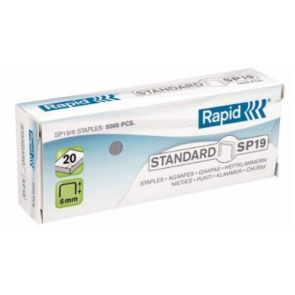Boîte de 5000 Agrafes Standard SP19/6 mm Galva RAPID