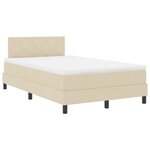 vidaXL Lit avec sommier à ressort et matelas & crème 120x200 cm Tissu