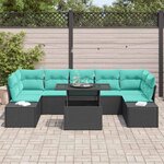 vidaXL Ensemble de canapé de jardin 8 Pièces Noir et turquoise