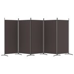 vidaXL Cloison de séparation 5 panneaux Marron 433x180 cm Tissu