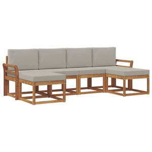 vidaXL Ensemble de canapés d'extérieur 6 Pièces Gris Naturel et Clair