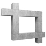 vidaXL Ensemble de meuble TV 9 Pièces Gris béton Bois d'ingénierie