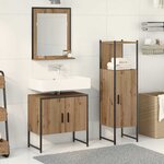 vidaXL Ensemble de mobilier de salle de bain avec porte 3 Pièces Marron