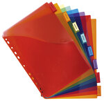 Intercalaires Avec Pochette Polypropylène 8 Positions - A4 Maxi - Couleurs Assorties - X 10 - Exacompta