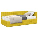 vidaXL Cadre de lit d'angle avec matelas 2 Pièces Jaune Velours