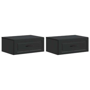 vidaXL Cabinet de chevet mural 2 Pièces Noir 49 x 34 5 x 20 cm