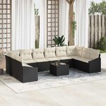 vidaXL Ensemble de salle à manger pour jardin 11 Pièces Marron  Crème