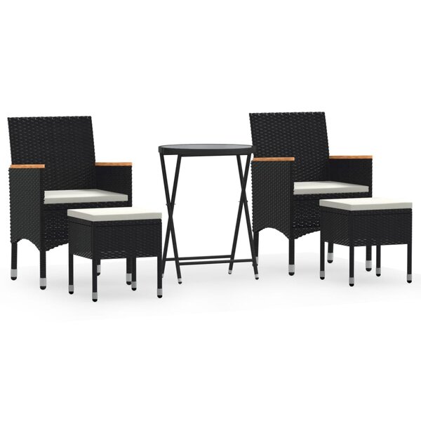 vidaXL Ensemble de bistro de jardin 5 Pièces poly rotin et verre trempé