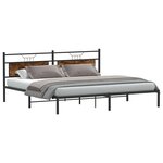 vidaXL Cadre de lit sans matelas chêne fumé 193x201 cm bois ingénierie