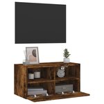 vidaXL Meuble TV mural chêne fumé 60x30x30 cm bois d'ingénierie