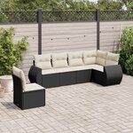 vidaXL Salon de jardin 6 Pièces avec coussins noir résine tressée