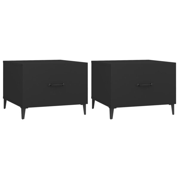 vidaXL Tables basses avec pieds en métal 2 Pièces Noir 50x50x40 cm