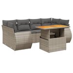 vidaXL Salon de jardin avec coussins 7 Pièces gris résine tressée