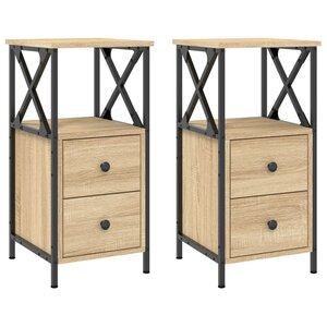 vidaXL Tables de chevet 2Pièces chêne sonoma 34x35 5x70cm bois ingénierie