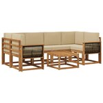 vidaXL Ensemble de canapés d'extérieur avec coussin 5 Pièces Naturel