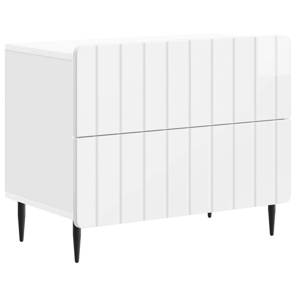 vidaXL Cabinet de chevet Blanc brillant 62 x 34 5 x 49 5 cm