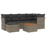 vidaXL Salon de jardin avec coussins 7 Pièces gris résine tressée