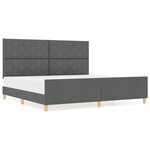 Lit vidaXL Gris Foncé 200x200 cm Tissu
