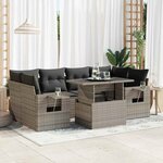 vidaXL Salon de jardin avec coussins 7 Pièces gris résine tressée
