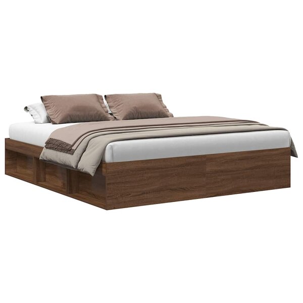 vidaXL Cadre de lit sans matelas chêne marron 200x200 cm