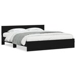 vidaXL Cadre de lit avec tête de lit en chêne noir  180 x 200 cm  en bois aggloméré.
