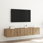 Rangements TV vidaXL avec lumières LED 2 Pièces Chêne Artisan 80x35x31 cm