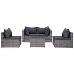 vidaXL Salon de jardin 7 Pièces avec coussins résine tressée gris