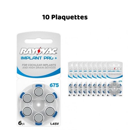 Piles auditives rayovac 675 implant pro+  10 plaquettes