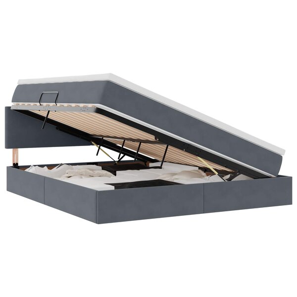 vidaXL Lit de rangement LED avec matelas Gris foncé 180 x 200 cm