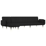vidaXL Canapé-lit en forme de L noir 275x140x70 cm velours