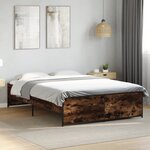 vidaXL Cadre de lit chêne fumé 120x200 cm bois d'ingénierie et métal